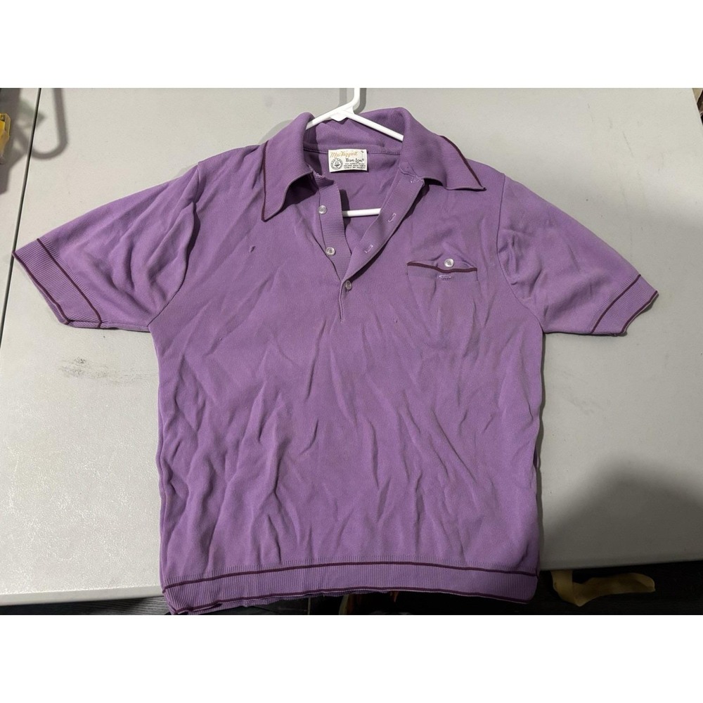 Vintage MacTaggart Polo Shirt Mens Small Ban Lon Rib Knit Collared Polo